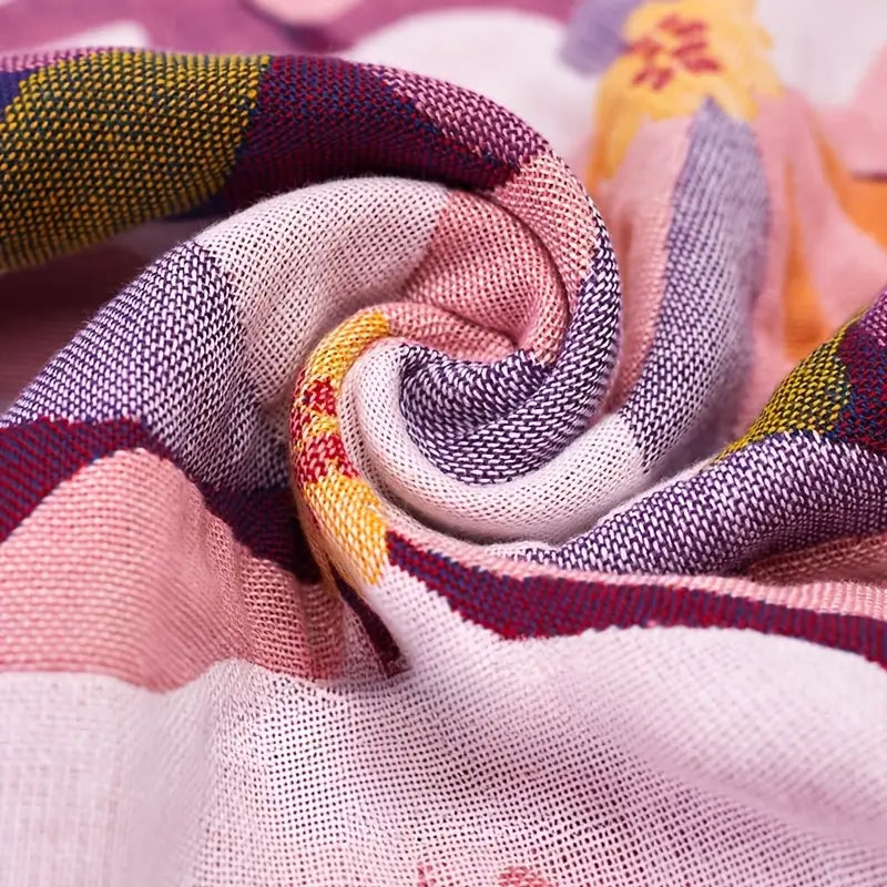Close-up of colorful fabric with a patterned texture
