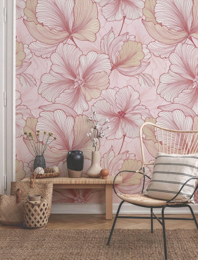 Oversized Floral 3-Piece Removable Wallpaper Roll