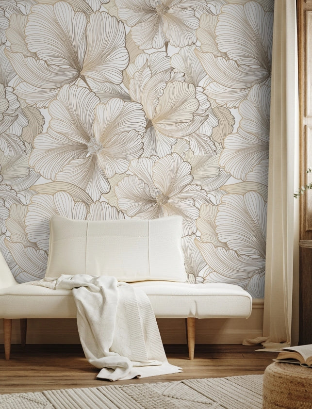 Oversized Floral 3-Piece Removable Wallpaper Roll