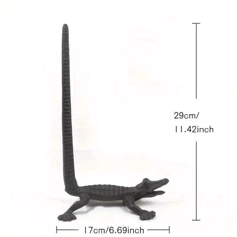 🐊 Cast Iron Alligator Paper Towel Holder – Rustic Kitchen Countertop Stand | Novelty Gator Home & Bar Decor