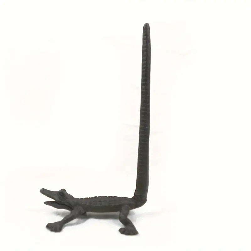 🐊 Cast Iron Alligator Paper Towel Holder – Rustic Kitchen Countertop Stand | Novelty Gator Home & Bar Decor