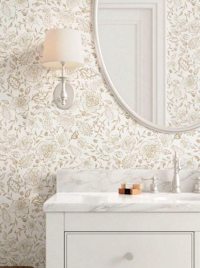Floral Farmhouse Peel-and-Stick Wallpaper – Modern Minimalist Wall Decor