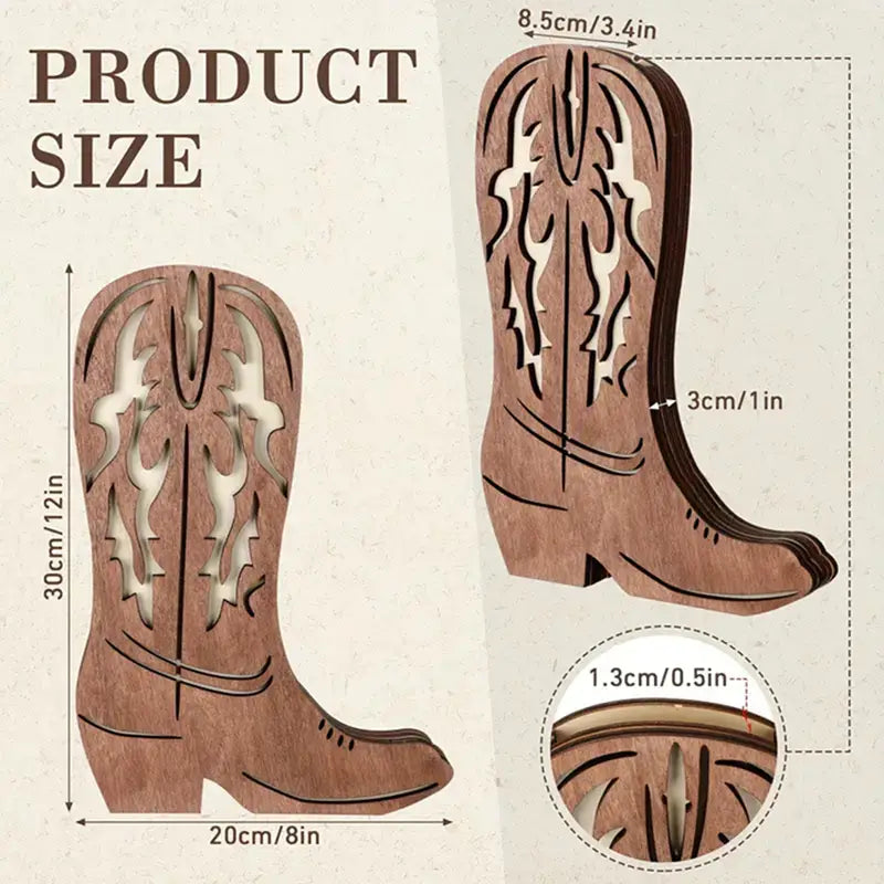 Rustic Wooden Cowboy Boot Wall Vase – Western Wall Planter for Farmhouse, Wedding & Boho Decor