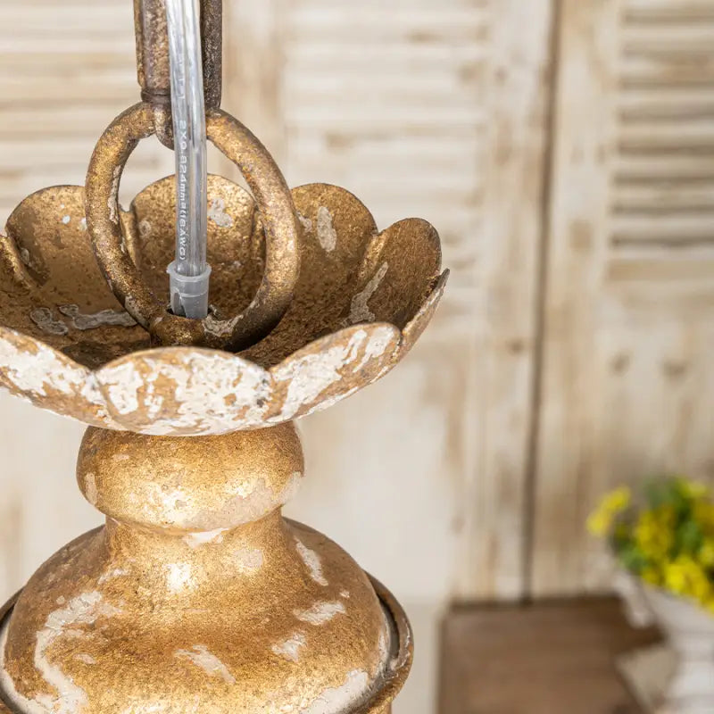 Rustic Farmhouse Pendant Light – Distressed Gold Metal Dome Shade | Vintage Industrial Hanging Lamp