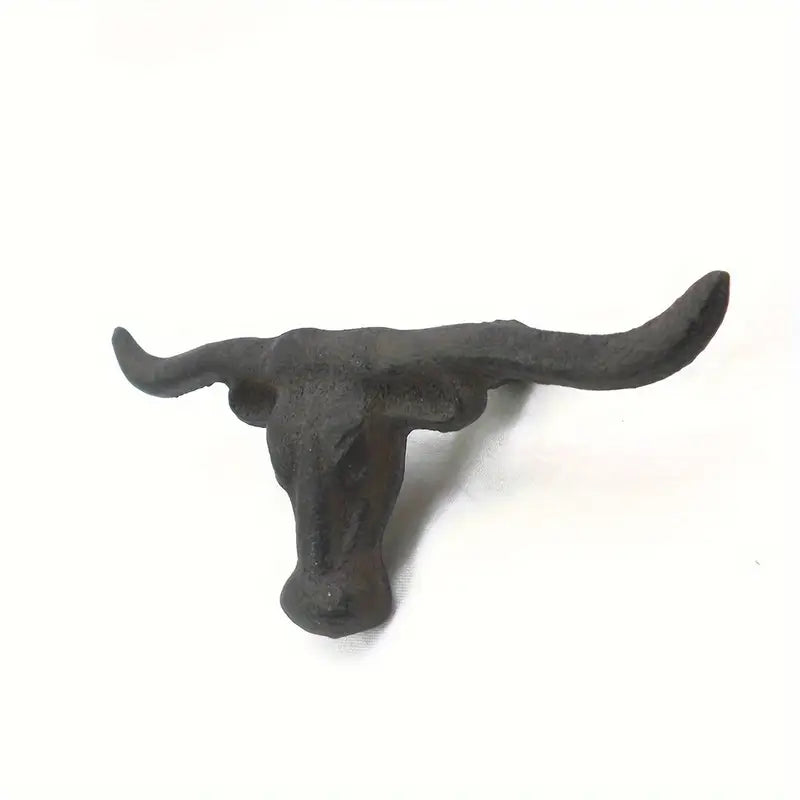 Rustic Cast Iron Longhorn Drawer Pull – Western-Style Cabinet Knob