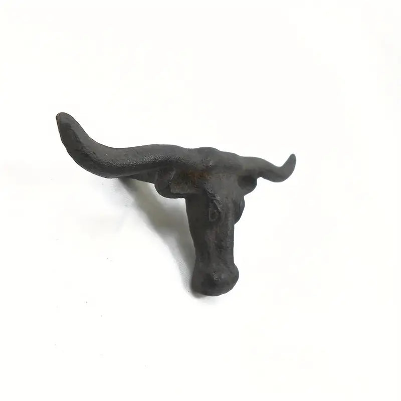 Rustic Cast Iron Longhorn Drawer Pull – Western-Style Cabinet Knob