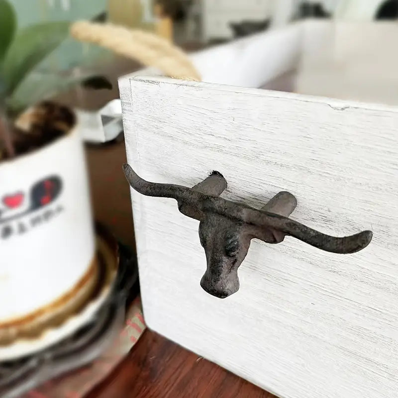 Rustic Cast Iron Longhorn Drawer Pull – Western-Style Cabinet Knob