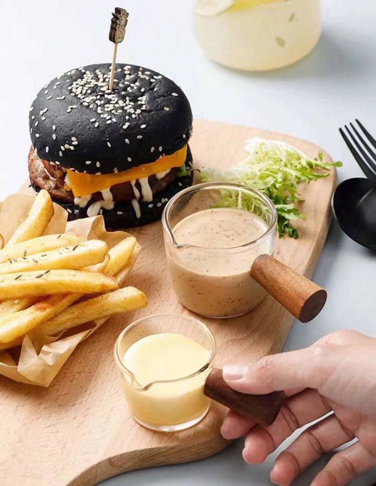 Mini Glass Sauce Cup with Wooden Handle – 100ml Heat-Resistant Espresso & Syrup Pitcher
