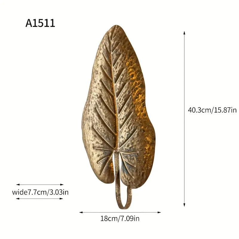 Gold Leaf Wall Hooks – Botanical Metal Hooks for Boho Luxe Home Decor
