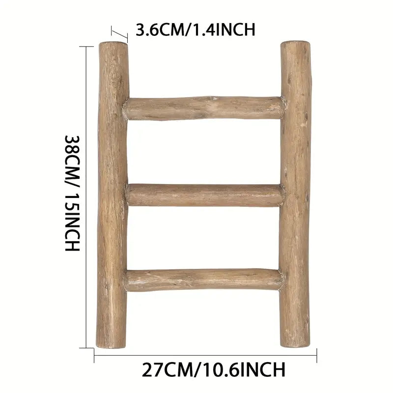 Rustic Mini Wooden Ladder Décor – Farmhouse Kitchen Counter & Tiered Tray Display (15" x 10")