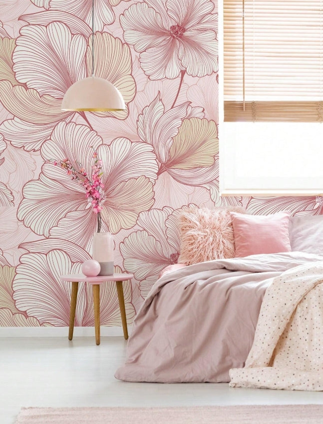 Oversized Floral 3-Piece Removable Wallpaper Roll