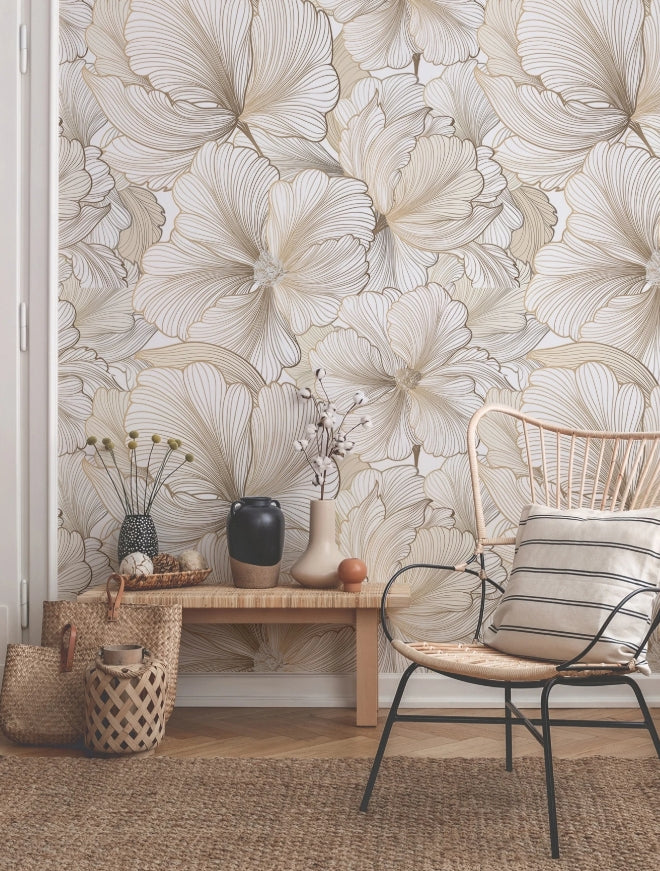 Oversized Floral 3-Piece Removable Wallpaper Roll