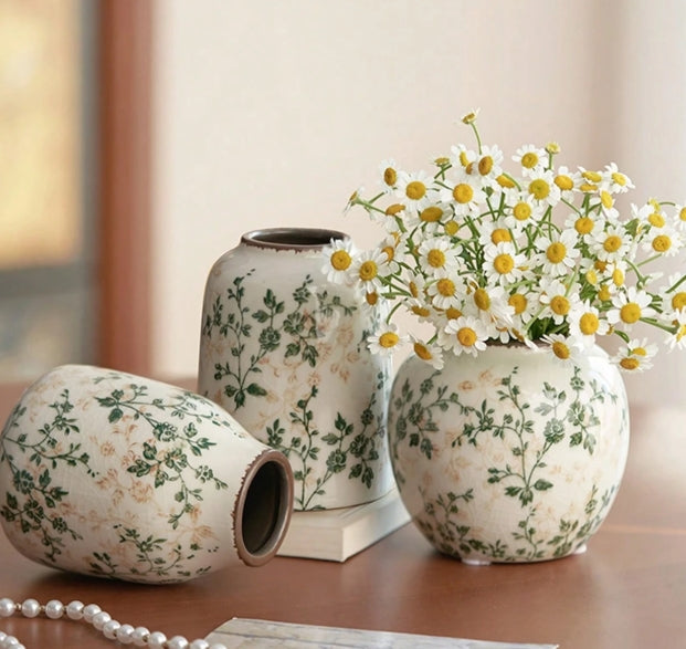 Vintage Floral Vase Pot Set