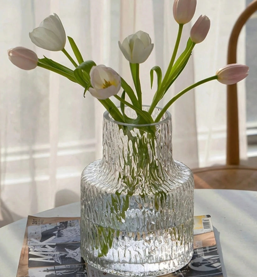 Hammered Glass Vase – Minimalist Farmhouse Style