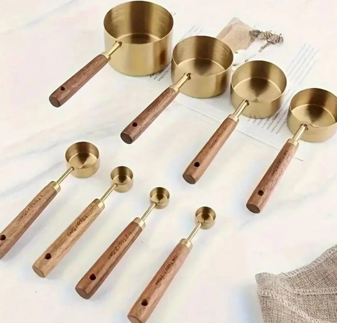 8 Piece Luxury Measuring Cups & Spoons Set – Gold Stainless Steel - Alligator Rose Co