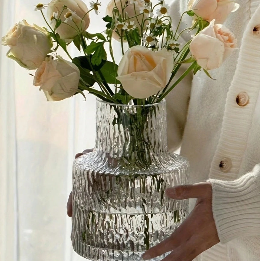 Hammered Glass Vase – Minimalist Farmhouse Style