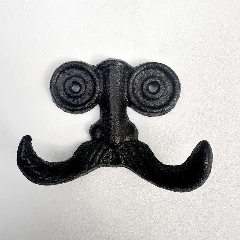 Rustic Cast Iron Mustache Wall Hook – Vintage Farmhouse Decorative Hanger