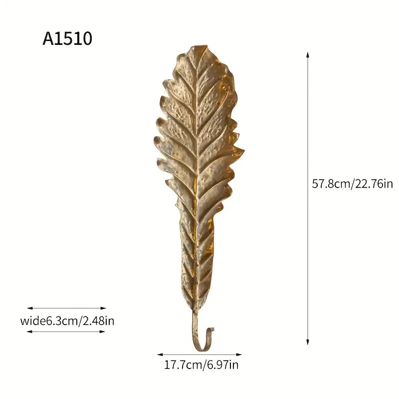 Gold Leaf Wall Hooks – Botanical Metal Hooks for Boho Luxe Home Decor