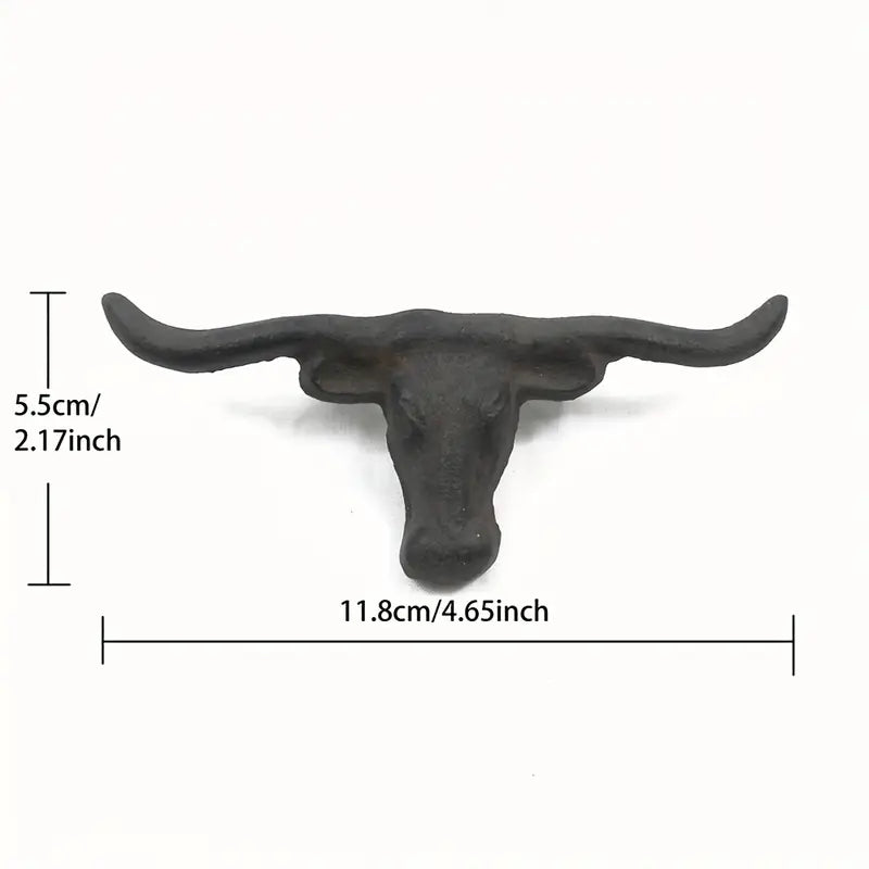 Rustic Cast Iron Longhorn Drawer Pull – Western-Style Cabinet Knob