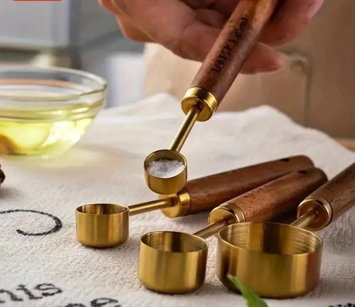 8 Piece Luxury Measuring Cups & Spoons Set – Gold Stainless Steel - Alligator Rose Co