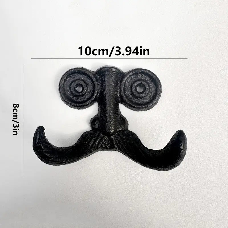 Rustic Cast Iron Mustache Wall Hook – Vintage Farmhouse Decorative Hanger