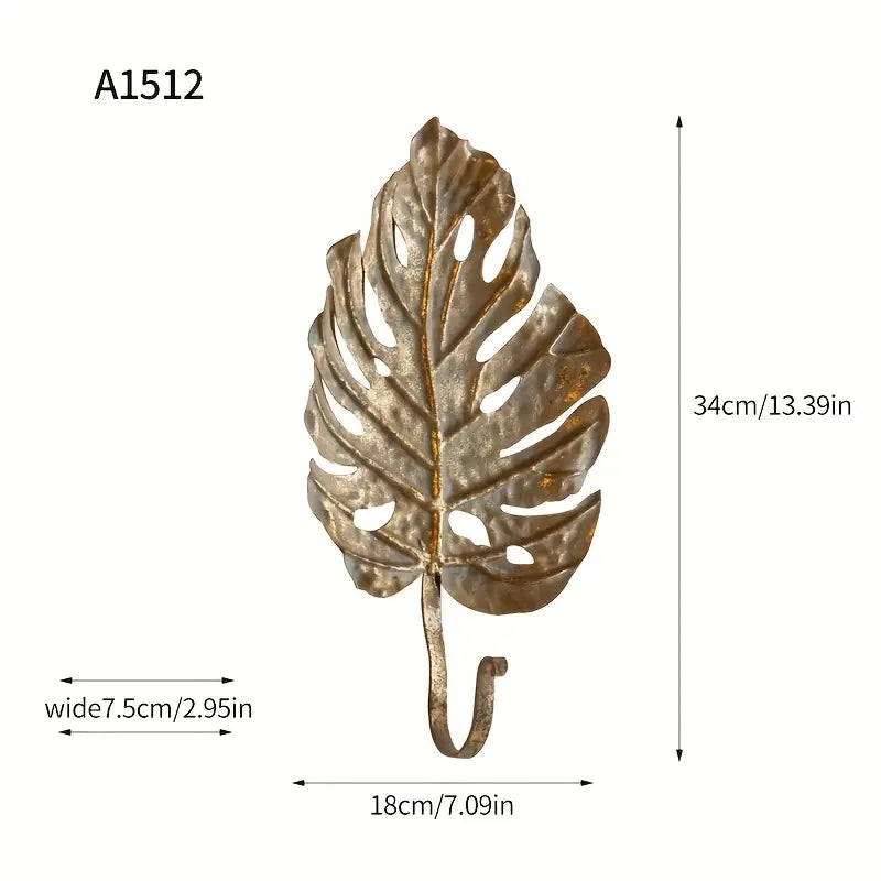 Gold Leaf Wall Hooks – Botanical Metal Hooks for Boho Luxe Home Decor