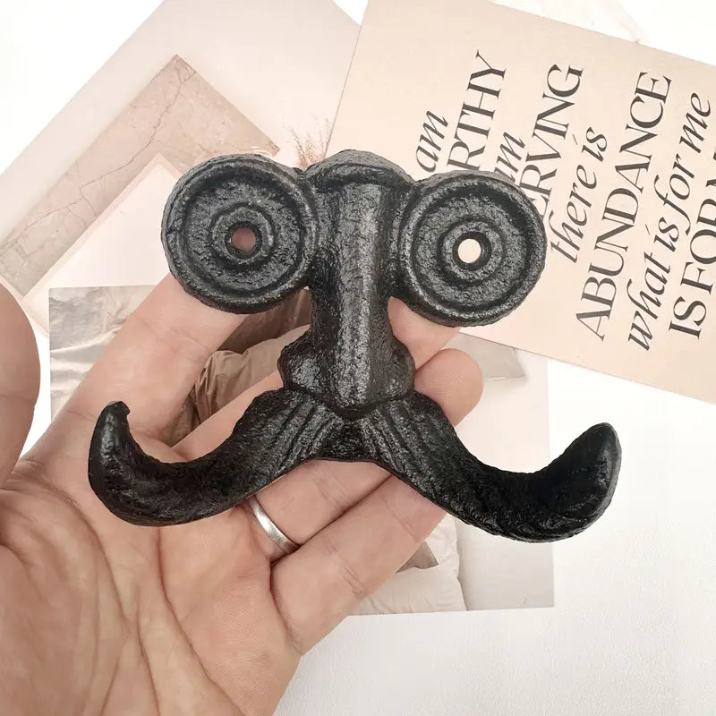 Rustic Cast Iron Mustache Wall Hook – Vintage Farmhouse Decorative Hanger