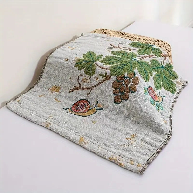 1pc Vintage Floral Bird Hand Towel – 14x14" Soft Absorbent Rustic Gauze Towel for Kitchen, Bathroom, Yoga, Car & Outdoor