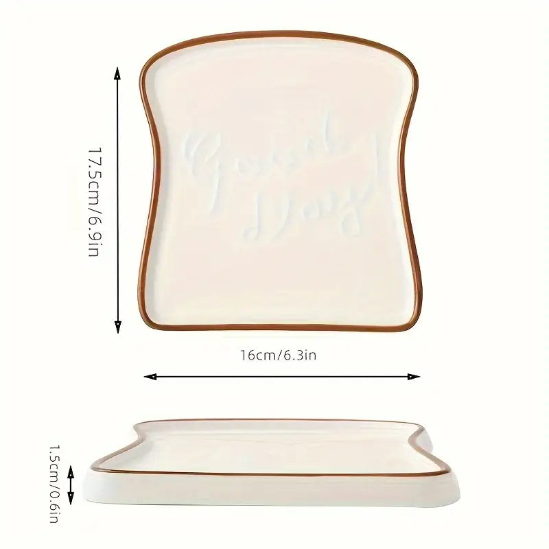 Toast-Shaped Ceramic Plate Set – Whimsical Breakfast & Dessert Dish