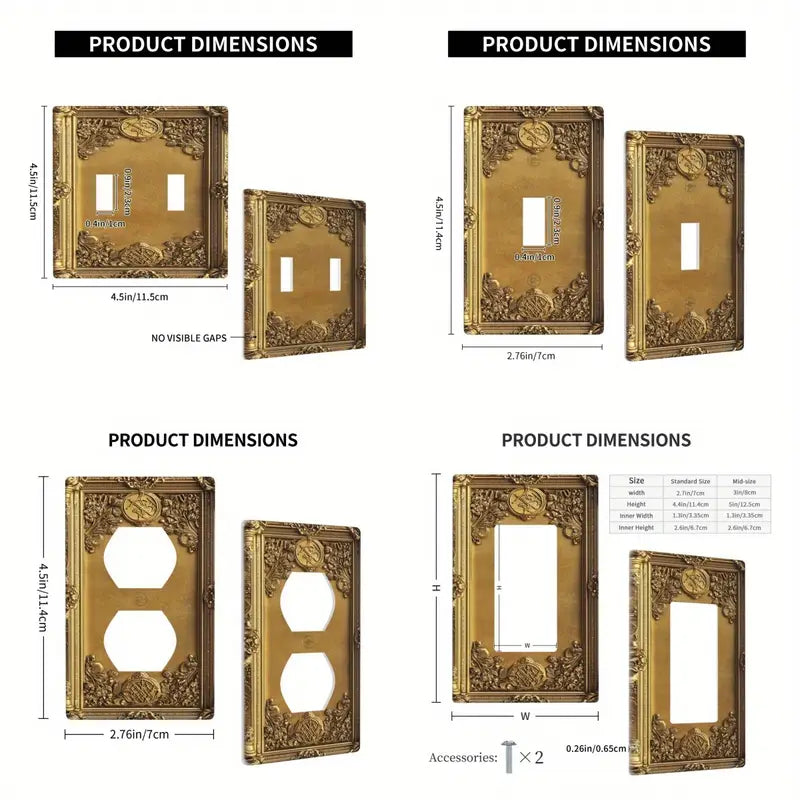 Gold Ornate Light Switch Cover Plate – Vintage Baroque Style Outlet & Toggle Covers