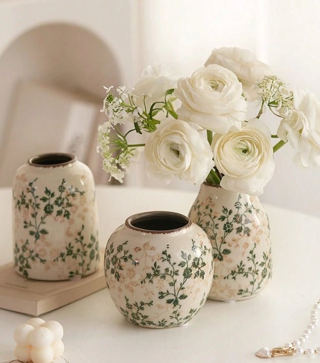 Vintage Floral Vase Pot Set