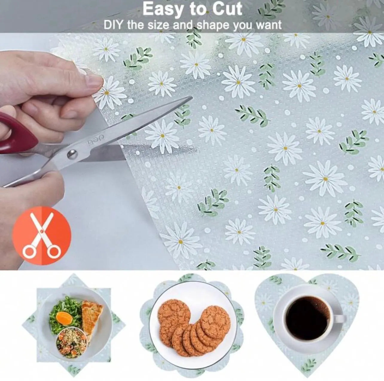 Waterproof Daisy Shelf Liner Roll – BPA-Free Non-Slip Drawer & Cabinet Liner