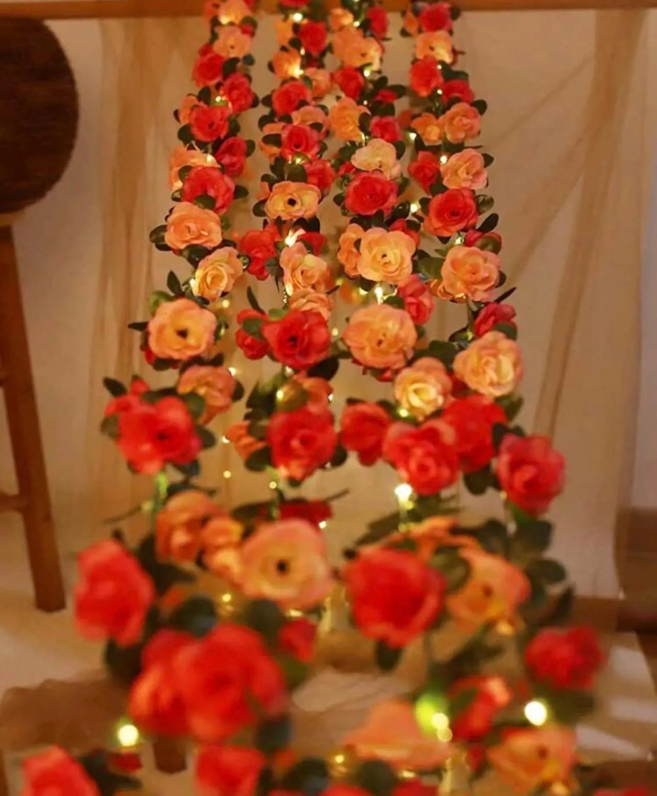 8ft Romantic Rose LED Flower Garland - Alligator Rose Co