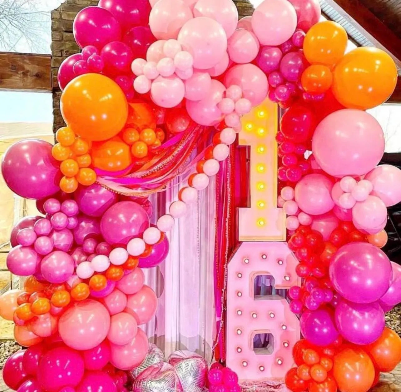 Pink Orange Blush Gold Balloon Garland - Alligator Rose Co