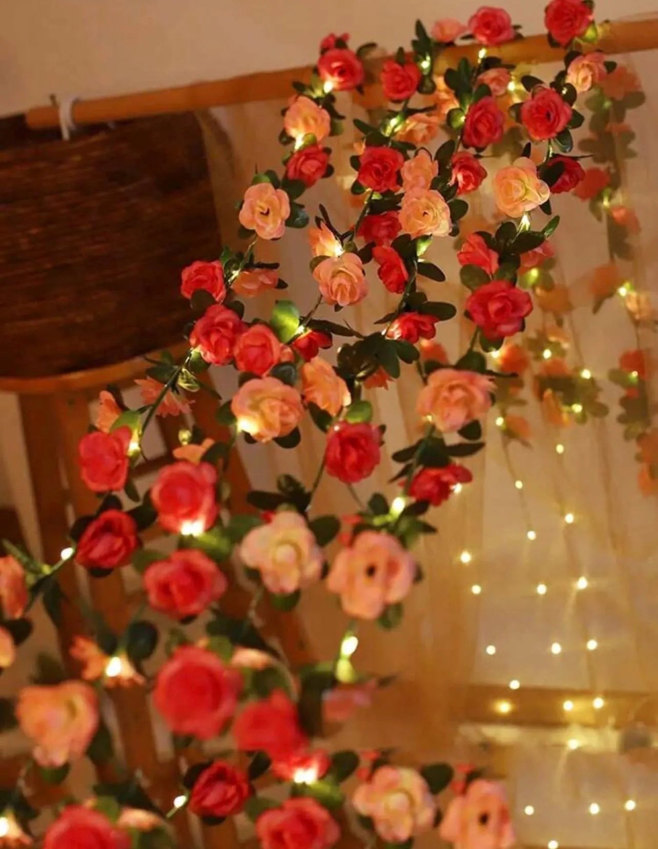 8ft Romantic Rose LED Flower Garland - Alligator Rose Co