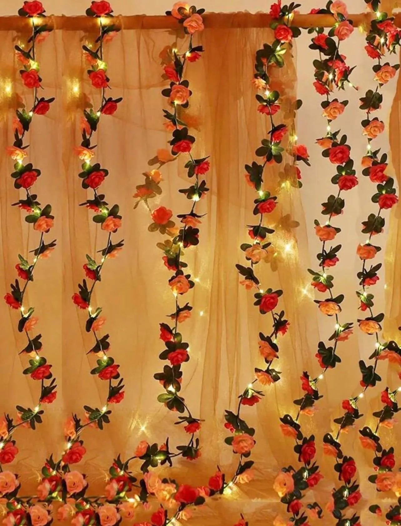 8ft Romantic Rose LED Flower Garland - Alligator Rose Co