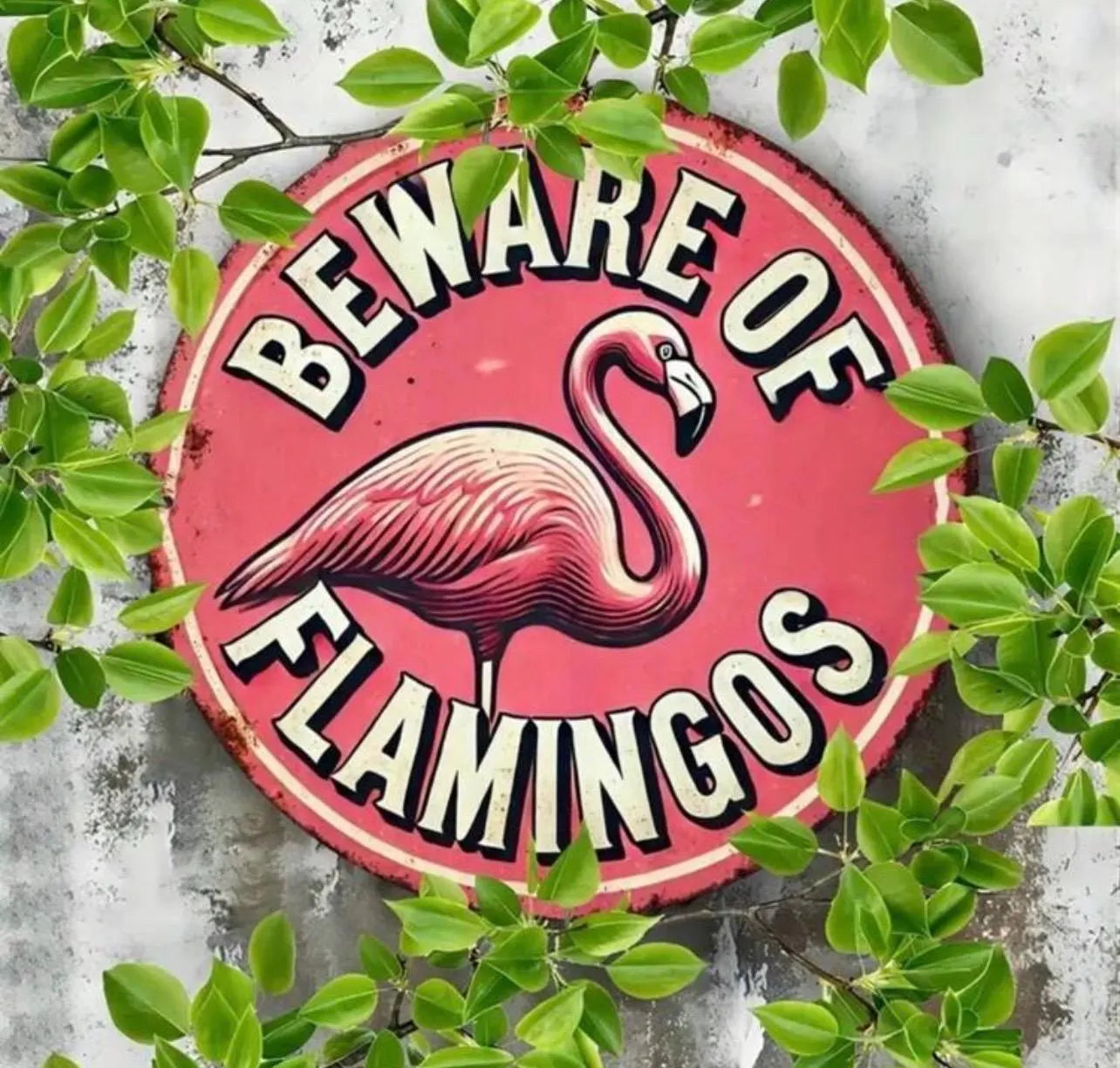 Beware of Flamingo Metal Sign - Alligator Rose Co