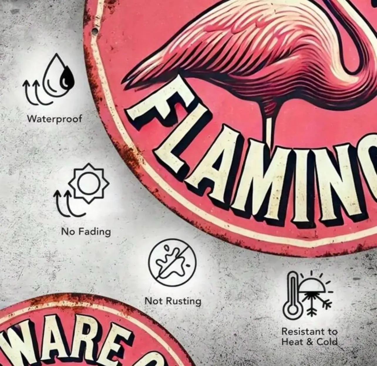 Beware of Flamingo Metal Sign - Alligator Rose Co