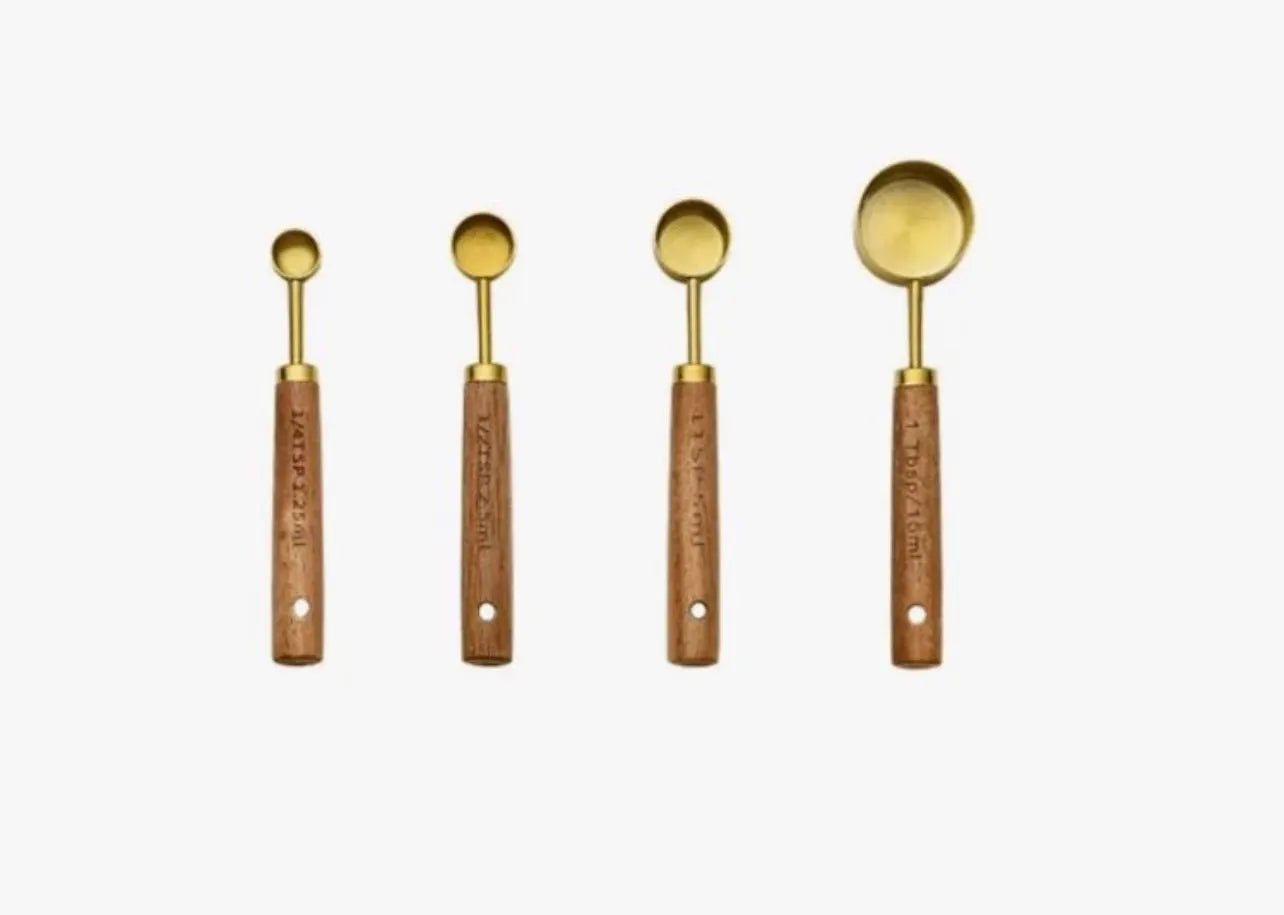 8 Piece Luxury Measuring Cups & Spoons Set – Gold Stainless Steel - Alligator Rose Co
