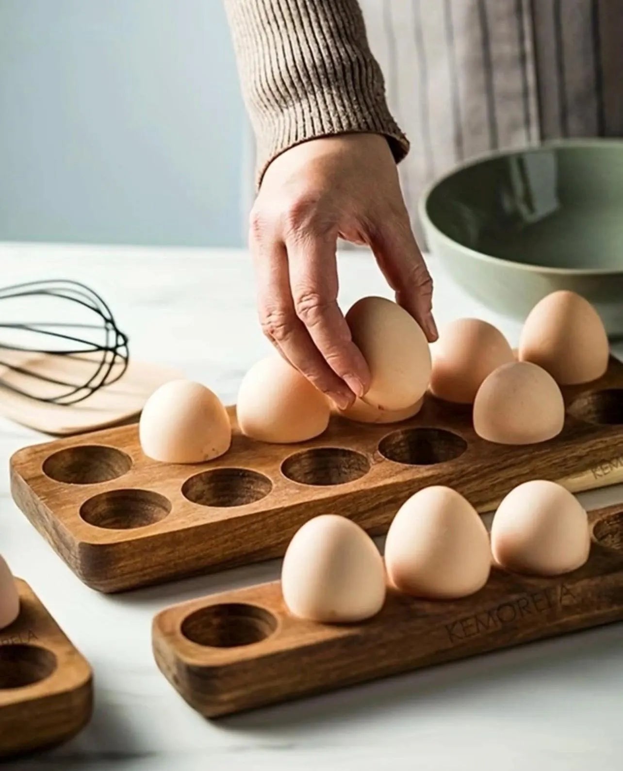 Wood Egg Tray – 6 Egg Acacia Holder - Alligator Rose Co