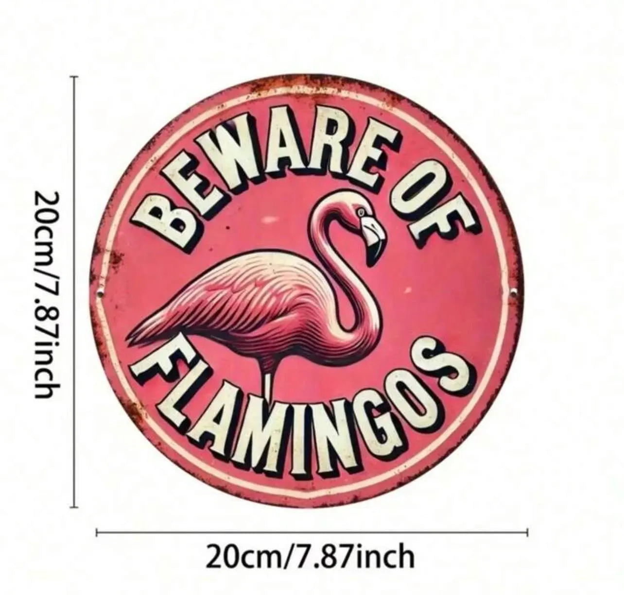 Beware of Flamingo Metal Sign - Alligator Rose Co