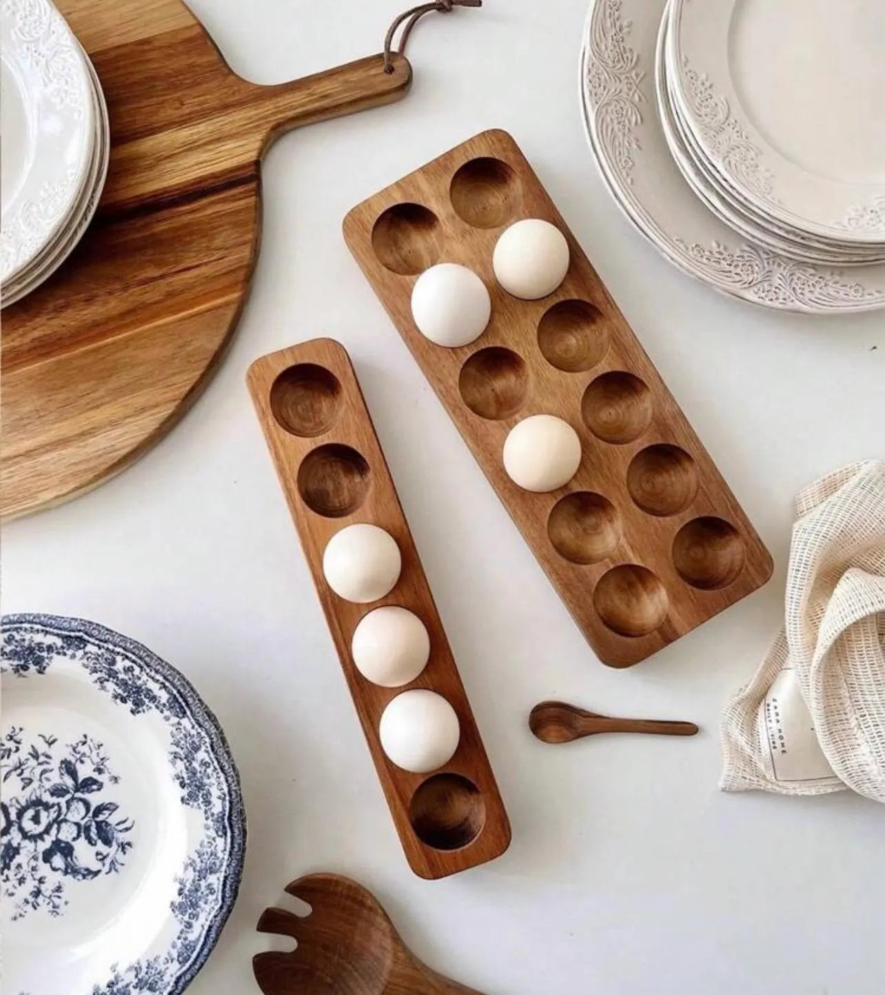 Wood Egg Tray – 6 Egg Acacia Holder - Alligator Rose Co