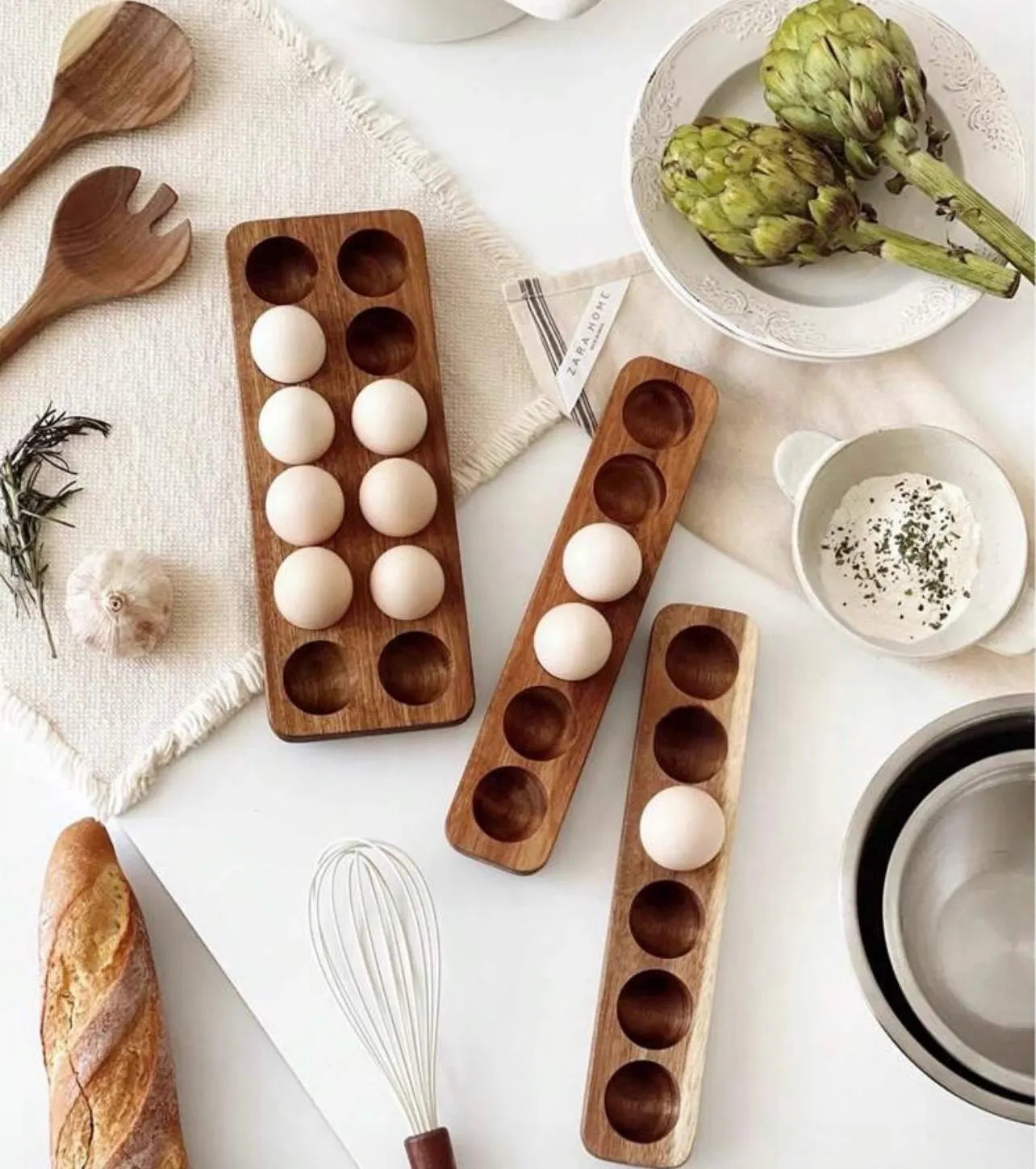 Wood Egg Tray – 6 Egg Acacia Holder - Alligator Rose Co