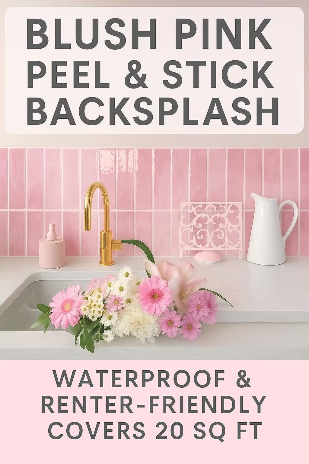 Light Pink Glossy Peel & Stick Tile Set - Alligator Rose Co