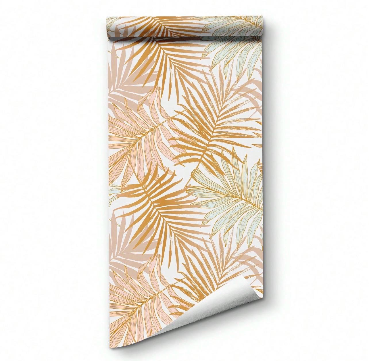 Boho Pink Palm Leaf Wallpaper - Alligator Rose Co