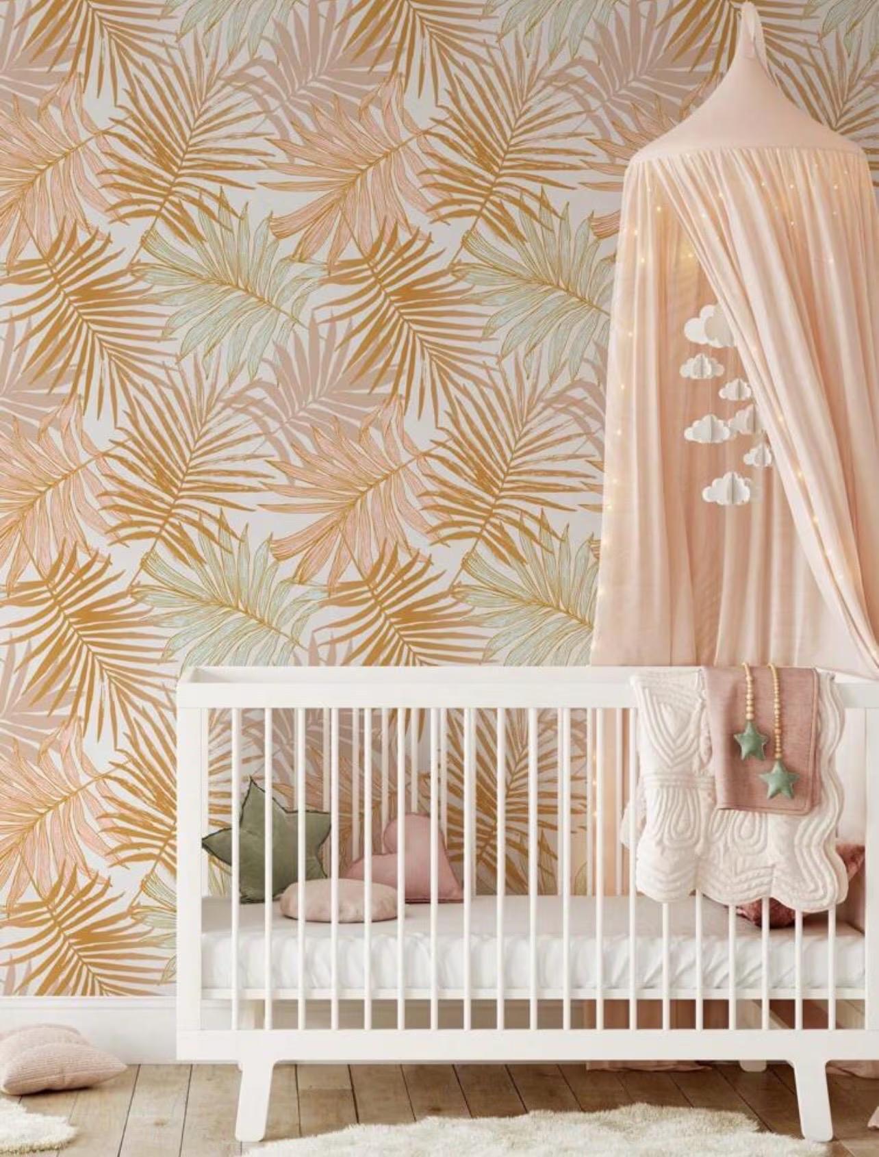 Boho Pink Palm Leaf Wallpaper - Alligator Rose Co