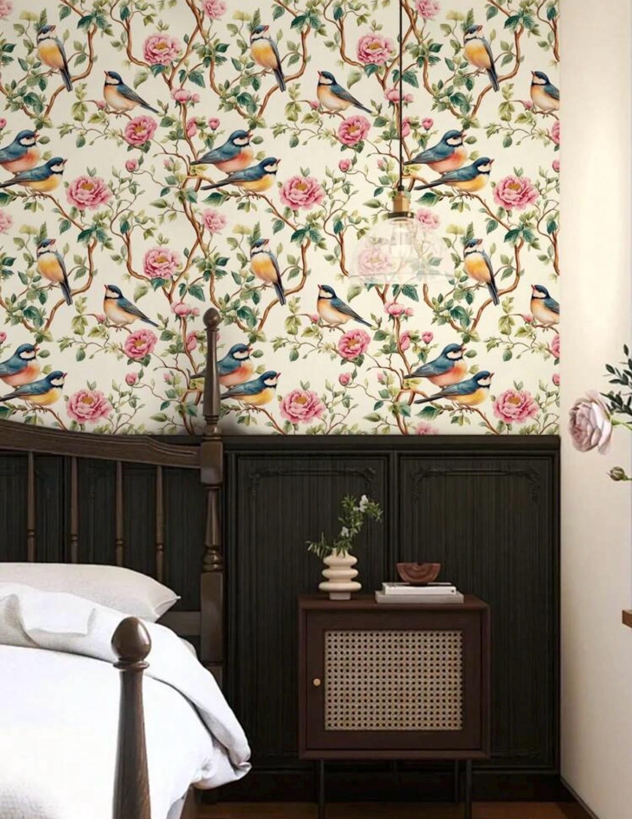 Vintage Bird & Floral Wallpaper - Alligator Rose Co