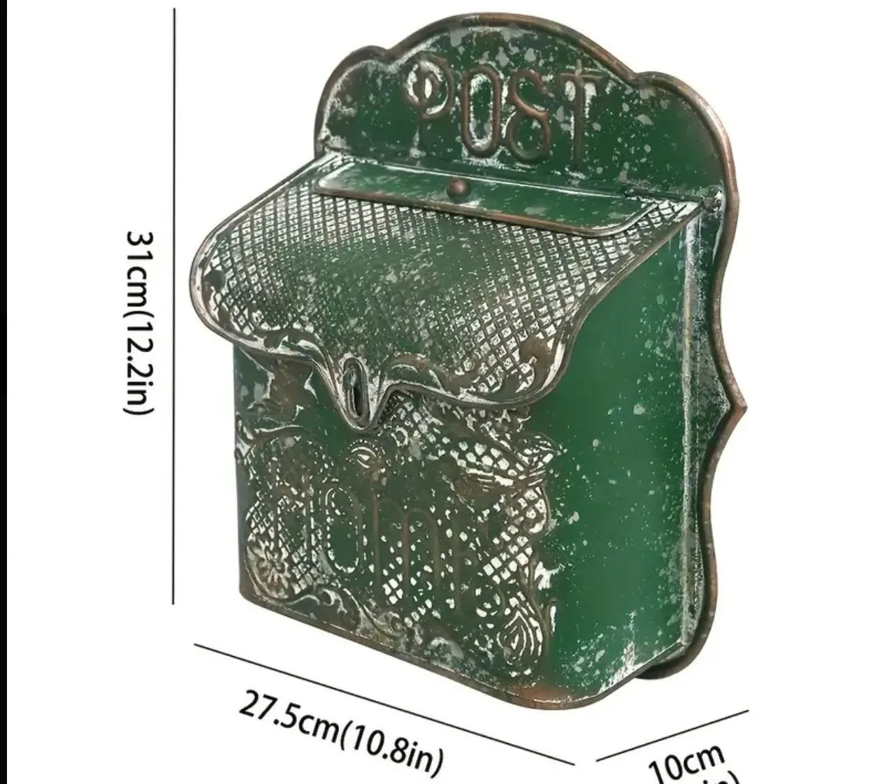 Vintage Inspired Green Metal Mailbox - Alligator Rose Co