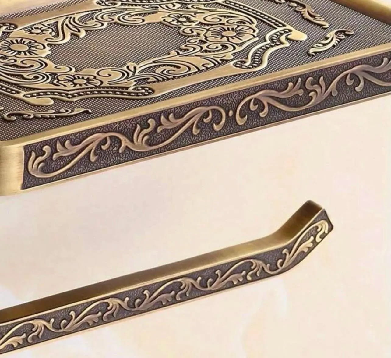Vintage Style Gold Toilet Paper Holder with Shelf - Alligator Rose Co
