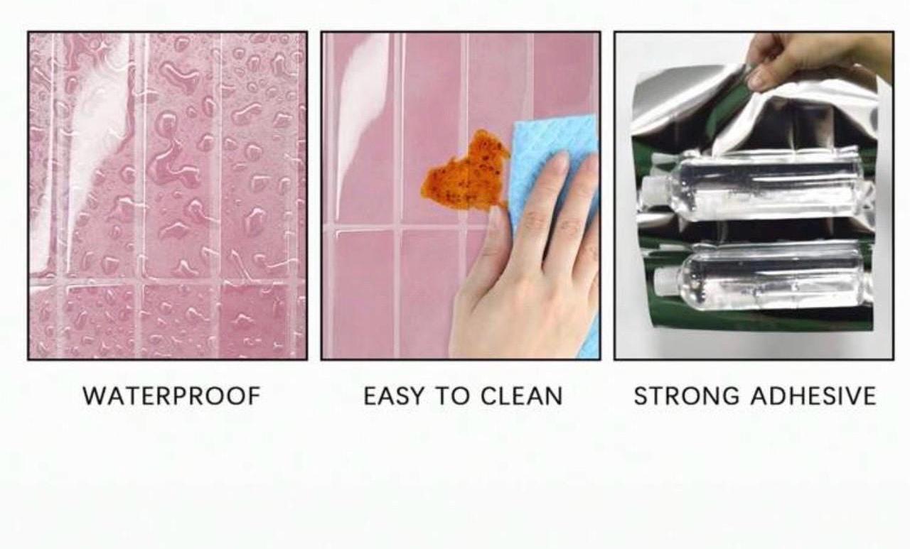 Light Pink Glossy Peel & Stick Tile Set - Alligator Rose Co